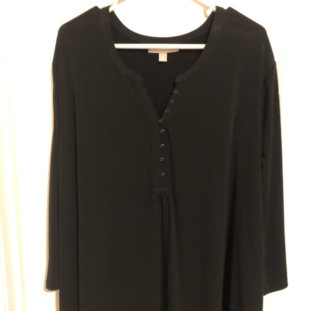 Woman Within 4X Black Blouse with button V-Neck